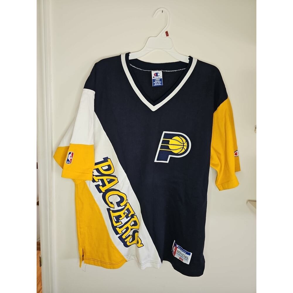 Vintage 90s Champion Indiana Pacers Warm Up OFFICIAL Shooting Shirt Size L USA